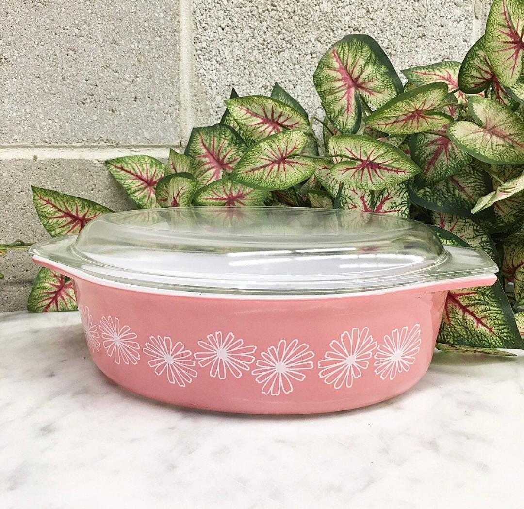 Pyrex Pink Daisy casserole 043 buying with lid