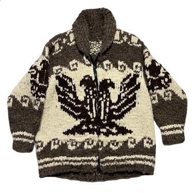 Vintage Wool Cowichan Knit Sweater 50s Maroon and White Lightning Zipp –  Black Shag Vintage