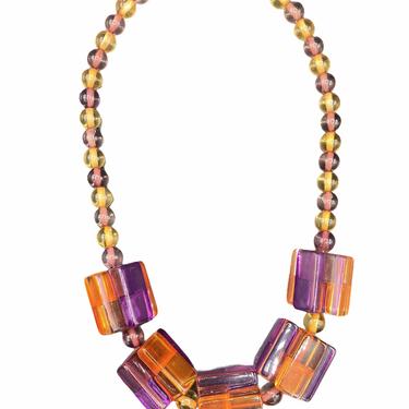 90s Fun Times  Purple and Orange Lucite Necklace