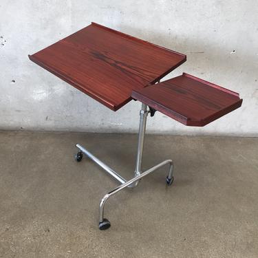Danish Rolling Laptop Desk Table In Rosewood