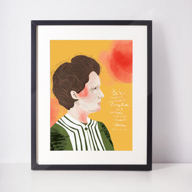 Marie Curie portrait | Marie Curie | Girls in science | Iconic women | Celebrity portrait | office art | home decor | Lady boss inspiration 