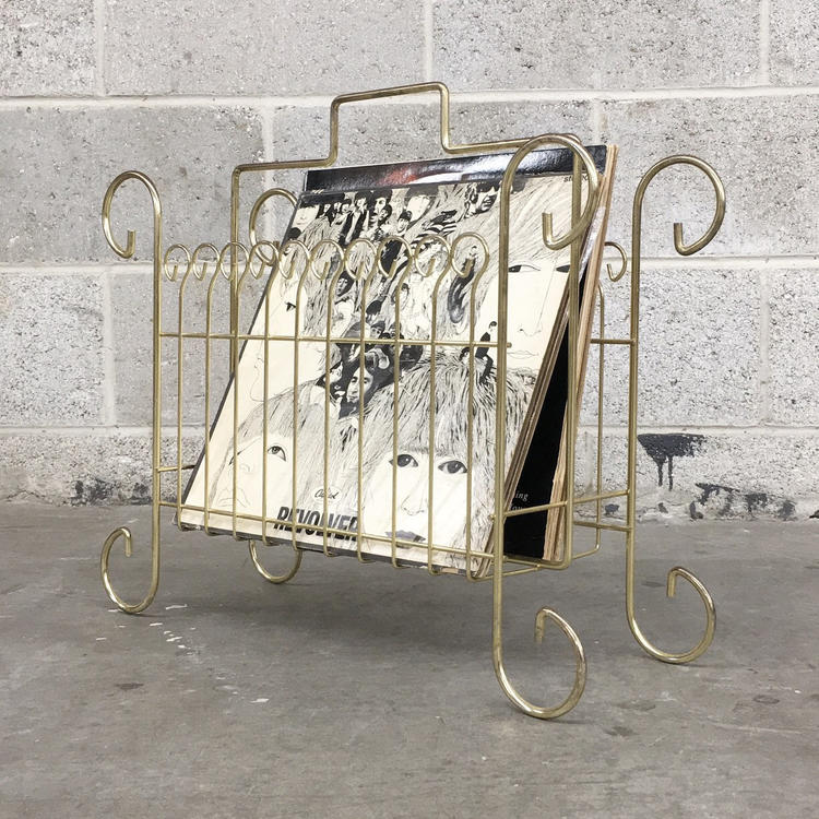 Vintage Magazine Rack Retro 1960s Gold Metal + Wire + | Retrospect ...