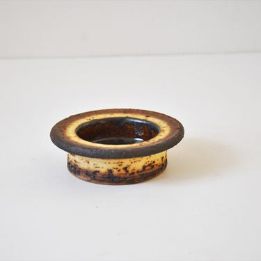 Small Vintage Stoneware Pottery Votive Candle Holder, Made in Denmark 