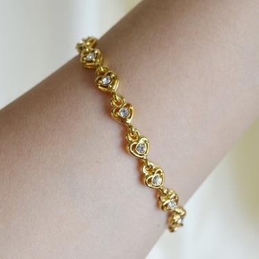Gold Heart Link Bracelet, Bracelet, Mini Heart Bracelet, Gift for her, gold heart chain link bracelet, gold bracelet, gold heart chain 