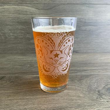 Moth Butterfly Cat Beer Glass - Magical 16oz Etched Pint Glass 