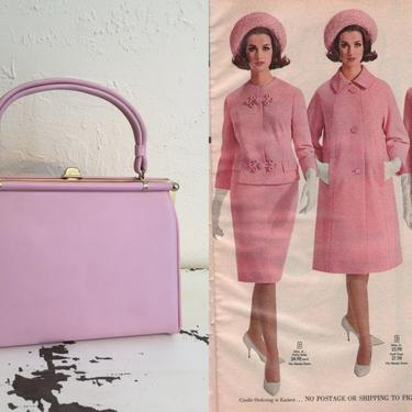 The Jackie O's - Vintage 1950s 1960s Paradise Pink Soft Faux Leather Vinyl Handbag Purse 