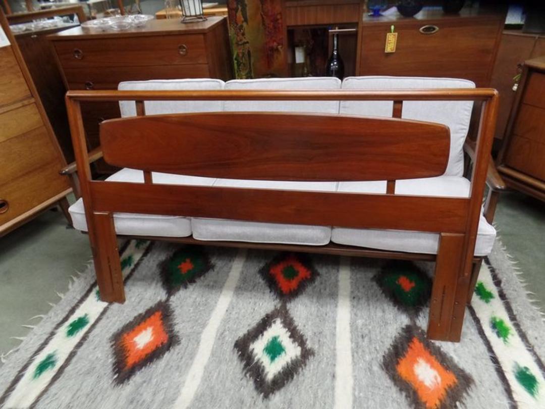 MidCentury Modern fullsize walnut headboard Peg Leg Vintage