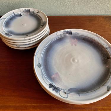 Vintage Craig Martell dinner and luncheon plates / signed PNW studio pottery / boho modern ceramics 