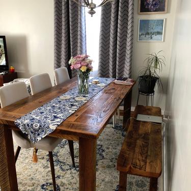Rustic Farmhouse Table / Reclaimed Wood Kitchen Table / Barn Wood Dining Table - Textured Finish 