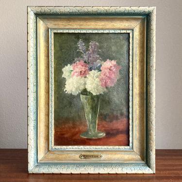 Antique French Floral Still Life Oil Painting After Henri Fantin-Latour 19th C 