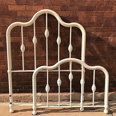 Vintage White Cast Iron Twin Size Bed 