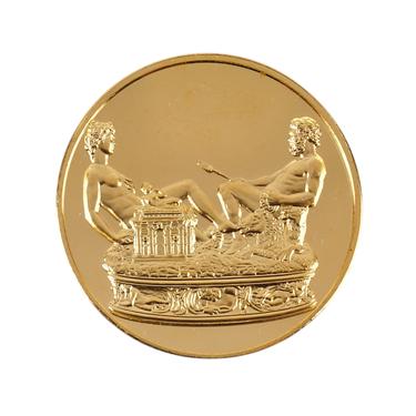 24k Gold Plated Bronze Medal Coin Cellini Salt Cellar Medal 