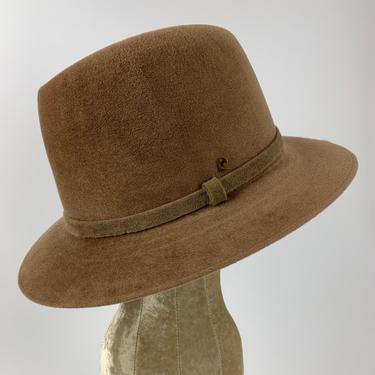 1970'S PIERRE CARDIN Fedora - Paris - Camel Colored  Fur Felt - Black Satin Lining - Men's Size 7-1/2 