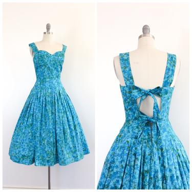 FINAL PAYMENT for LEA /// 50s Blue Floral Cotton I.Magnin Day Dress / 1950s Vintage Sun Summer Dress / Medium / Size 10 