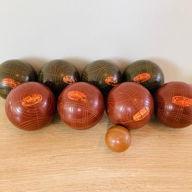 Vintage Bocce Balls by Sportcraft Made in Italy - Complete Set of 8 Balls plus Pallino 