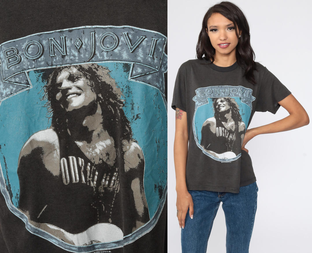 Vintage 1989 Bon Jovi Shirt Vintage New Jersey Tshirt Band T Shop