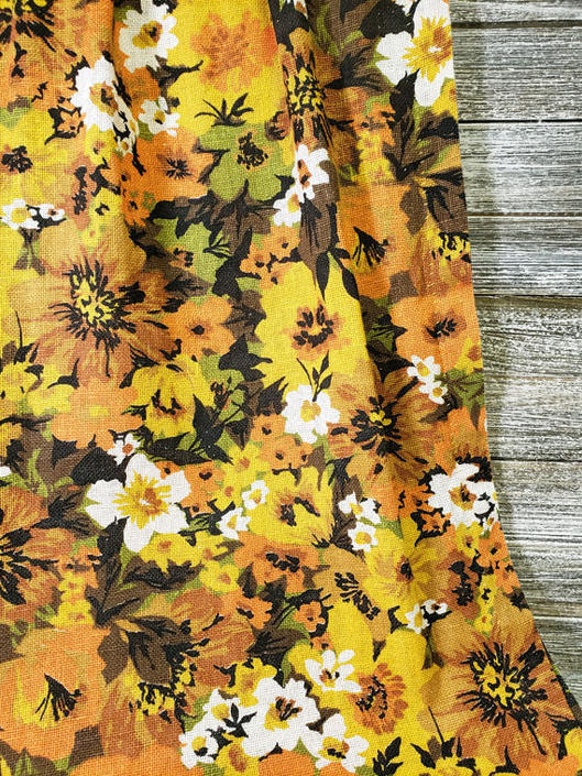 Vintage 1960s Flower Curtains 6 Mid Century Modern Curtain Panels