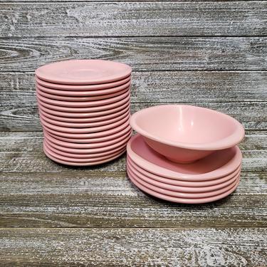 Vintage Boontonware Dishes, Pink Dinnerware, 23 Piece Plastic Melamine Melmac Dish Set, 1950s Bowl &amp; Plates, Camping Dishes, Vintage Kitchen 