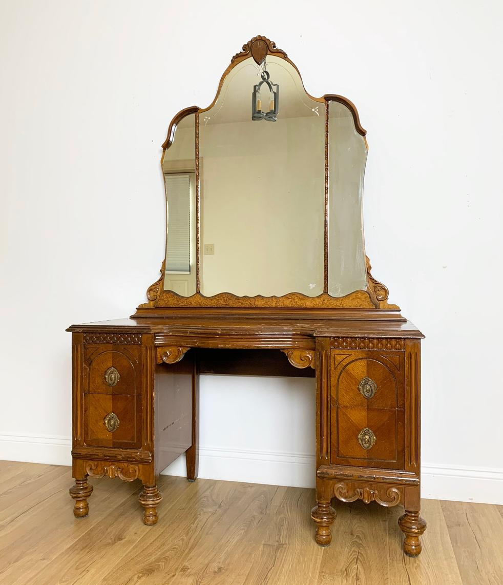 Pick Your Color! Antique Vanity with Mirror, Vintage Dressing Table