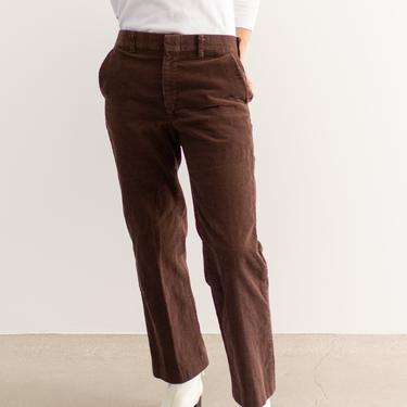 Vintage 31 Waist Chocolate Brown Corduroy Trousers | 70s Mid Rise | Made in USA | 