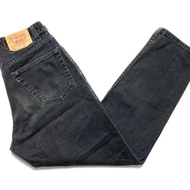 Vintage 1990s LEVI'S 505 Black Jeans ~ measure 28.5 x 28.25 ~ Red