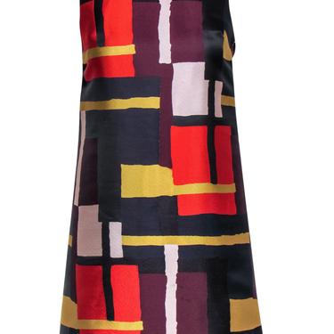 Alice & Olivia - Multicolored Textured Satin Block Printed Dress Sz 0