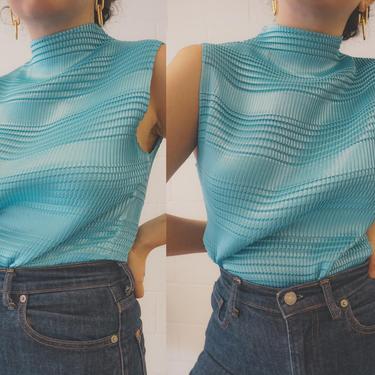 Vibrant Blue Y2K Tank | 90s Textured Top | Size XL 