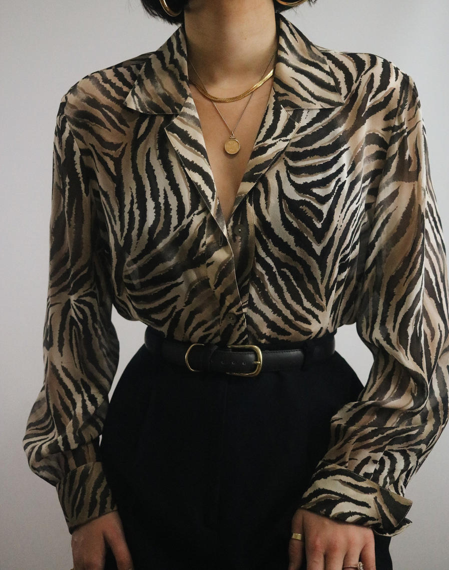 Vintage Silk Animal Print Sheer Blouse - Silk Sheer Blouse | Lady L ...