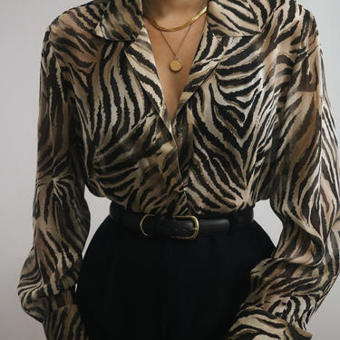 Vintage Silk Animal Print Sheer Blouse - Silk Sheer Blouse | Lady L ...