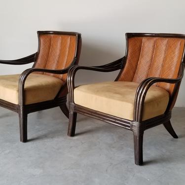 Vintage Palecek of San Francisco Rattan Lounge Chairs- a Pair. 