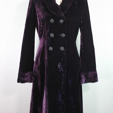 ALBERTA FERRETTI - Abergine - Velvet - Coat Dress - Marked size 8 