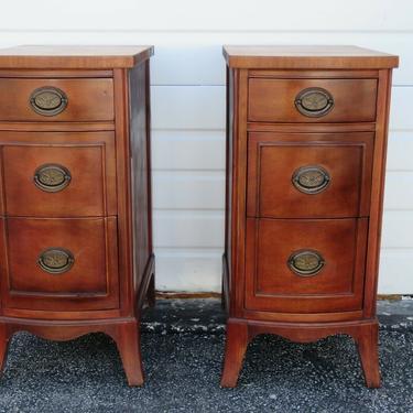 Mahogany Tall Narrow Pair of Nightstands Side End Bedside Tables