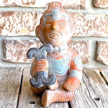 VINTAGE: 6" Authentic PERUVIAN Handmade Clay Pottery - Mother and Child - SKU 32-B-00034161 