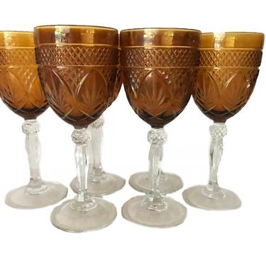 Burnt Orange Wine Glasses - Orange Wine Glasses- Decorative Wine Glasses - Colored Wine Glasses - Wine Glasses - Set of 6 wine glasses 