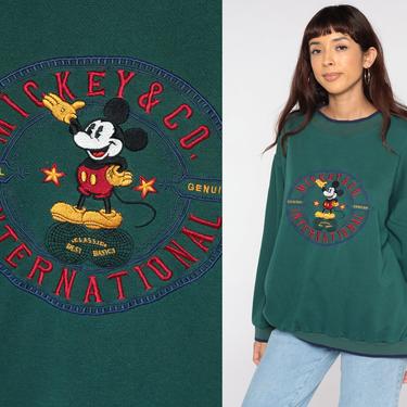 Mickey &amp; Co Sweatshirt Walt Disney Mickey Mouse Sweater 90s Kawaii Disneyland Shirt Green Cartoon 1990s Vintage Extra Large xl 2xl 