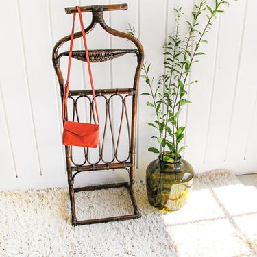 Vintage Rattan and Bamboo Butlers Stand 