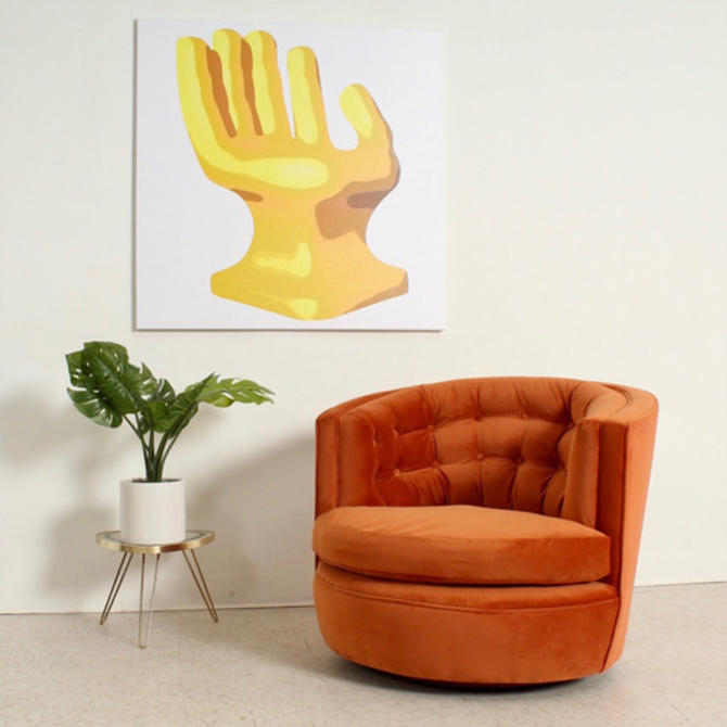 Burnt Orange Vintage Velvet Swivel Chair Sunbeam Vintage Highland