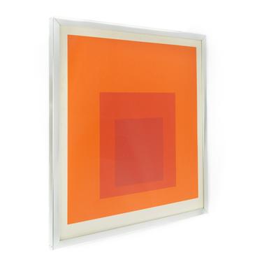 Framed Josef Albers 'Homage to the Square' Mid Century Red/Orange Print - mcm 