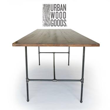 Industrial Bar Height Table made with reclaimed wood and iron pipe legs.  Choice of height, size, design and finish.  Custom orders welcome 