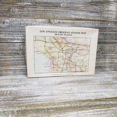 Vintage Jigsaw Puzzle, Los Angeles Freeway System Map Jigsaw Puzzle, 16×20, Gameophiles Unlimited, 7213, Rand McNally & Co., Vintage Toys 