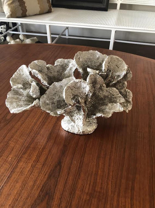 MidCentury Modern Style Faux Coral Sculpture in Silver Xcape Long