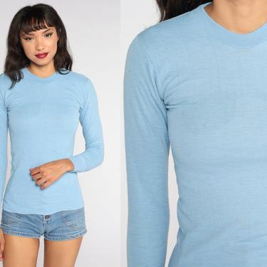 Blue Thermal Shirt Polypropylene Shirt Navy Long Sleeve Shirt 80s