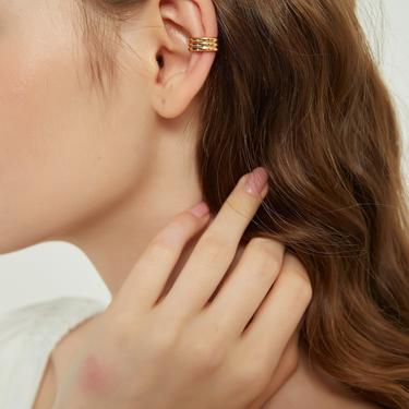 Paige gold wide ear cuff for conch, thick gold ear cuff, no piercing ear cuff, wide band gold ear cuff, gold chunky ear cuff, gold earring 