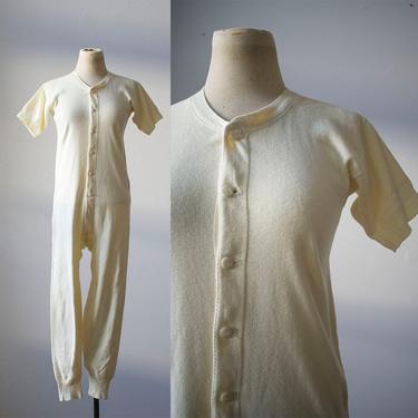 Vintage Long Underwear / Vintage Union Suit / Cotton Knit Long 