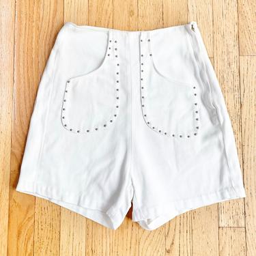 1940s Studded White Gabardine Shorts McKeever’s Gabshort 