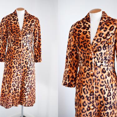 Orange Cheetah 1970s Coat - XS 