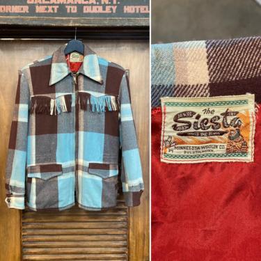 Vintage 1950’s “Siesta” Wool Plaid Fringe Western Rockabilly Jacket, 50’s Rockabilly Jacket, Vintage Clothing 