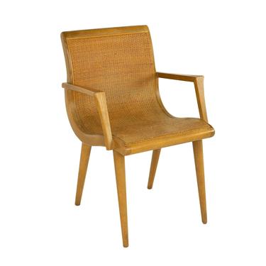 Mid Century Blonde Caned Dining Desk Chair - mcm 