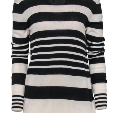 Equipment - Black &amp; White Striped Tunic-Style Cashmere Sweater Sz S
