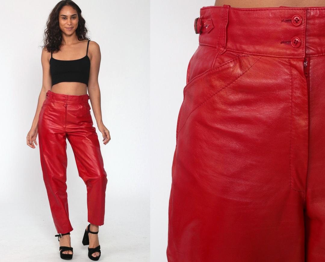 Red Rockies Pants Cotton Trousers High Waisted Trousers 80s